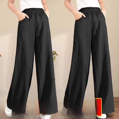 High Waist Wide Leg Pants Women's Casual Loose Cotton Linen Spring Summer Long Trousers Large Size Comfortable Drapey Style