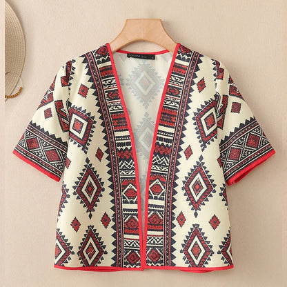 ZANZEA 2026 Summer Paisley Print Short Cardigans Women Open-Front Short Sleeve Shirts Vacation Casual Beach Cover-Up Tops