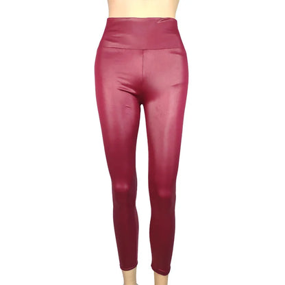 High-Waist Faux Leather Pants Yoga Casual Trousers High Elasticity Four-Season Wearable Long Pants Base Layer Pants