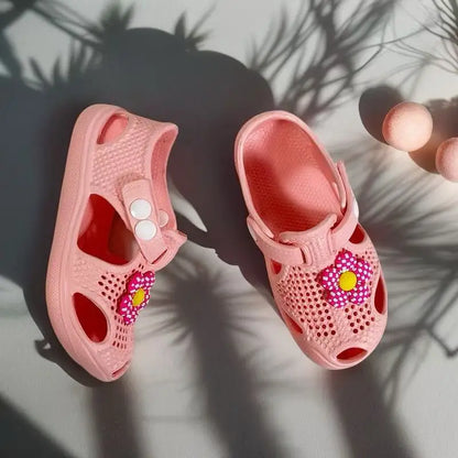 Girls' Floral Toddler Learning Shoes Lightweight Breathable EVA Hole-Patterned Sandals - Cute Versatile Beach & Daily Wear Baby