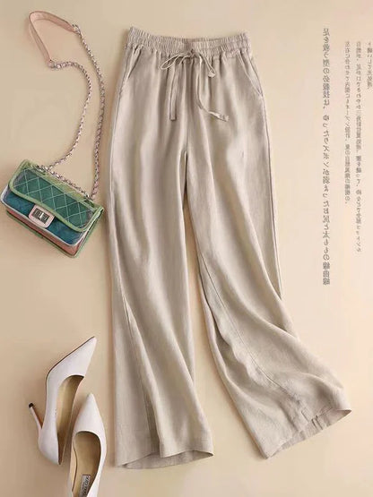 Loose Wide Leg Carrot Pants Women's Harlan Trousers Vintage Wash Slim Straight Long Pants Casual Artistic Style Spring Summer