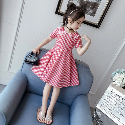 Plaid Princess Dress Summer Dresses for Girl From 8 To 12 Years Old Kids Girls Luxury 2025 Clothes Elegant 7 Year Puffy Party 11