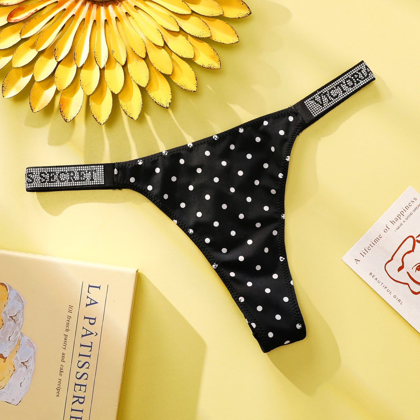 VS Underwear Thong Hipster Seamless Women Polka Dot Lace Bikini Cheeky Panties Set Victoria Secret Breathable Cotton Hipster