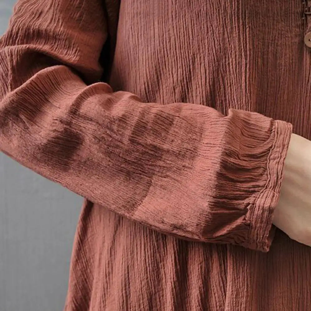Winter Summer Long Dress Women Long Sleeve Loose V-neck Elegant Dresses Party 2023 New Vintage Chinese Style Dress