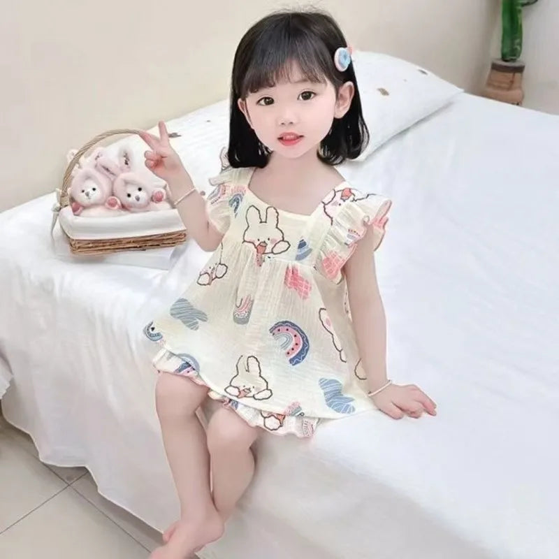 Summer Lightweight Cartoon Cherry Bear Pajamas Set Tank Top and Shorts for Women Girls Kids Baby Loungewear