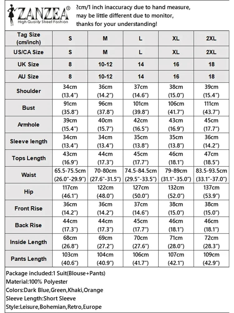2025 ZANZEA Fashion Summer Outfits Women 2 Piece Sets Short Puff Sleeve Crop Tops Wide Leg Trousers Suit 2PCS Work OL Tracksuits
