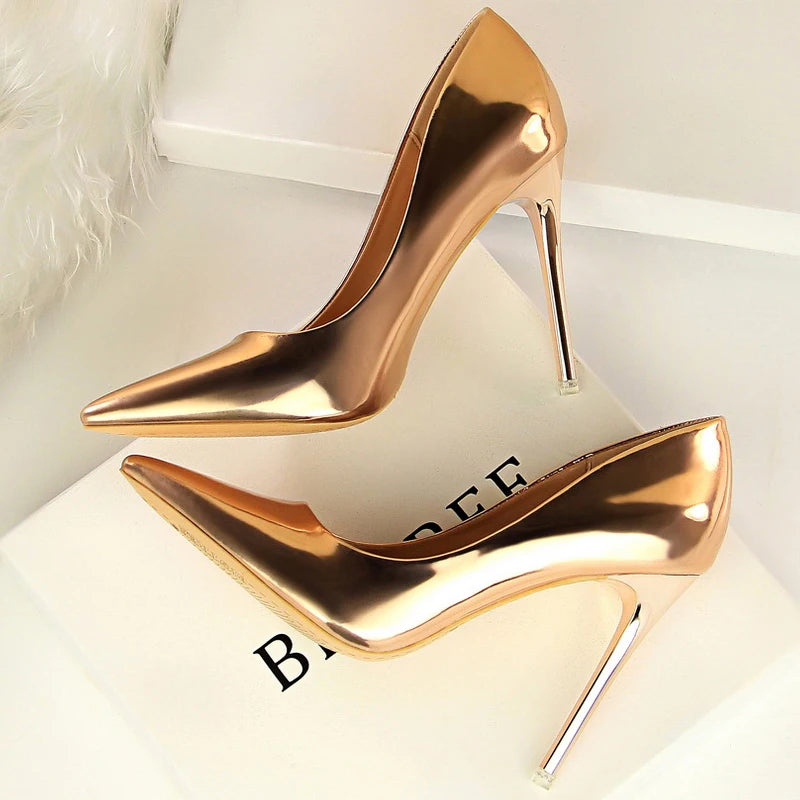 BIGTREE Shoes Classic Pumps Patent Leather Women Pumps Fashion Women Wedding Shoes High Heels Stiletto 10.5 cm 7.5 cm Lady Shoes