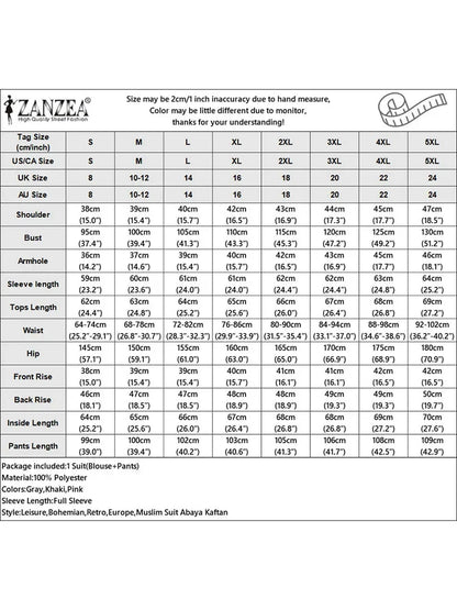 ZANZEA Autumn Office Outfits Women 2 Piece Sets Elegant Long Sleeve Blazer Wide Leg Pleated Trousers Suit Muslim Tracksuits 2025