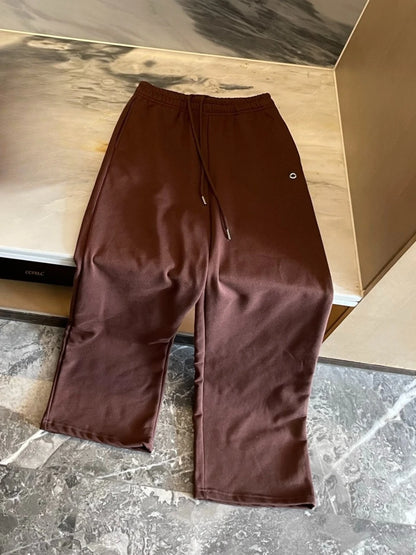 Casual Loose Black Wide Leg Pants Cotton Sports Straight Trousers Women Spring Elastic High Waist Drawstring Women's Sweatpants