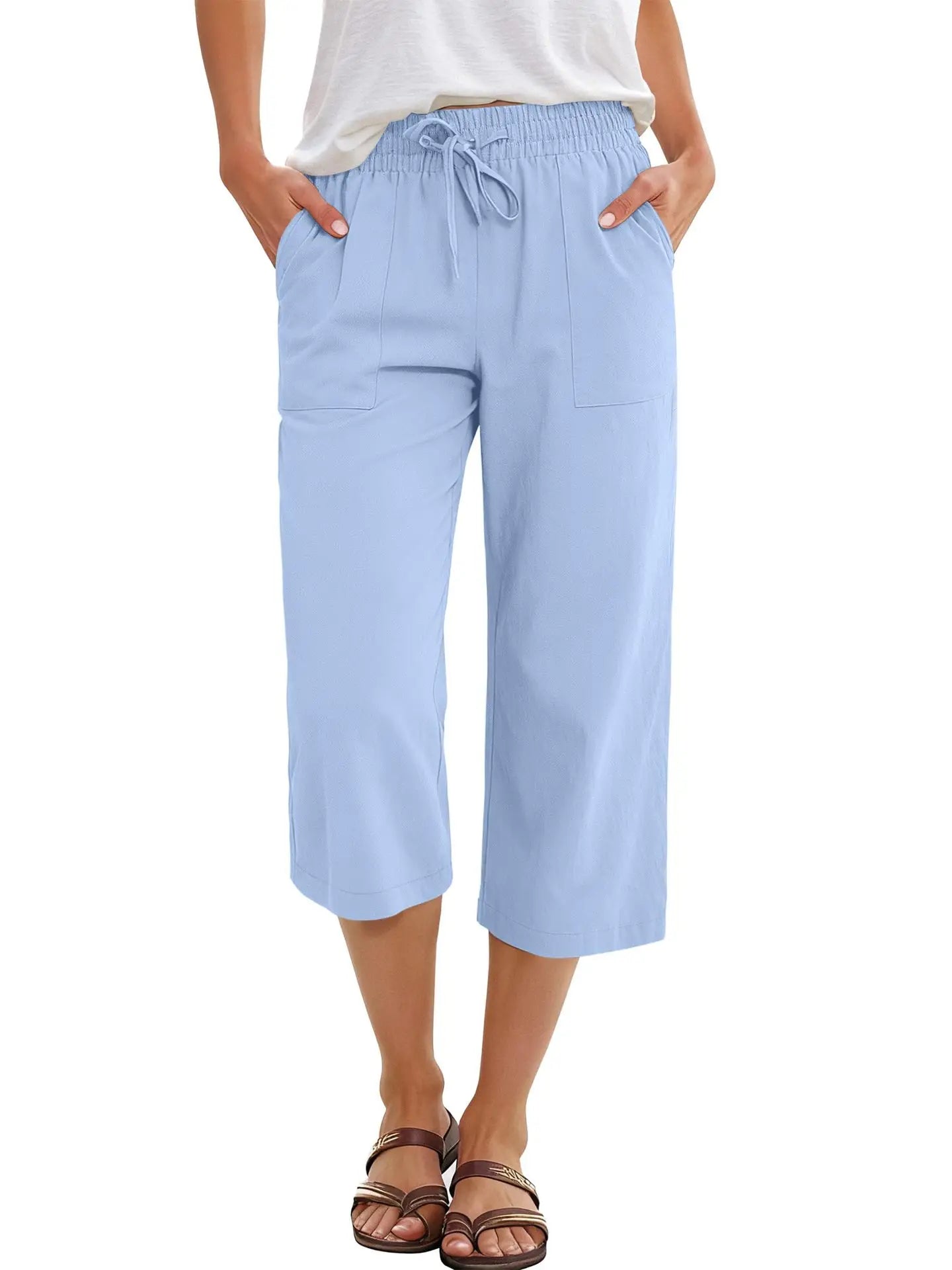 Quick Dry Capri Pants Womens Summer Hiking Cargo Pants 2 Pockets Waterproof Sun UV Protection Knee Length Shorts