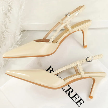 BIGTREE Shoes Summer High-Heeled Sandals Women Shoes Patent Leather Women Pumps Pointed Tip Stiletto Heels 6 cm Ladies Shoes