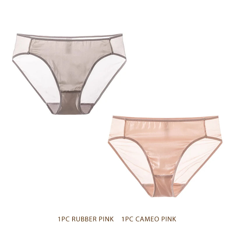 SuyaDream Women Panties 100% Natural silk Lining Meshes Briefs Underwear Health Underpants 2023 New Everyday wear Intimates
