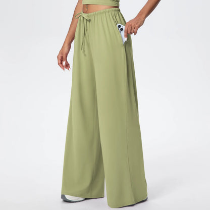 Loose Breathable Yoga Full Length Wide Leg Pants Solid Color Naked Feel Fitness Sports Woman Quick Drying Gym Pencil Pants
