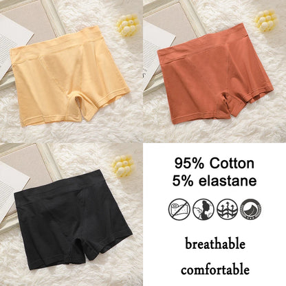 FINETOO 3Pcs Women Sexy Body Shaping Cotton Safety Boxer Shorts Skin Friendly Soft Cotton Fabric Panties Daily Wear Underwear