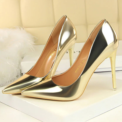 BIGTREE Shoes Classic Pumps Patent Leather Women Pumps Fashion Women Wedding Shoes High Heels Stiletto 10.5 cm 7.5 cm Lady Shoes