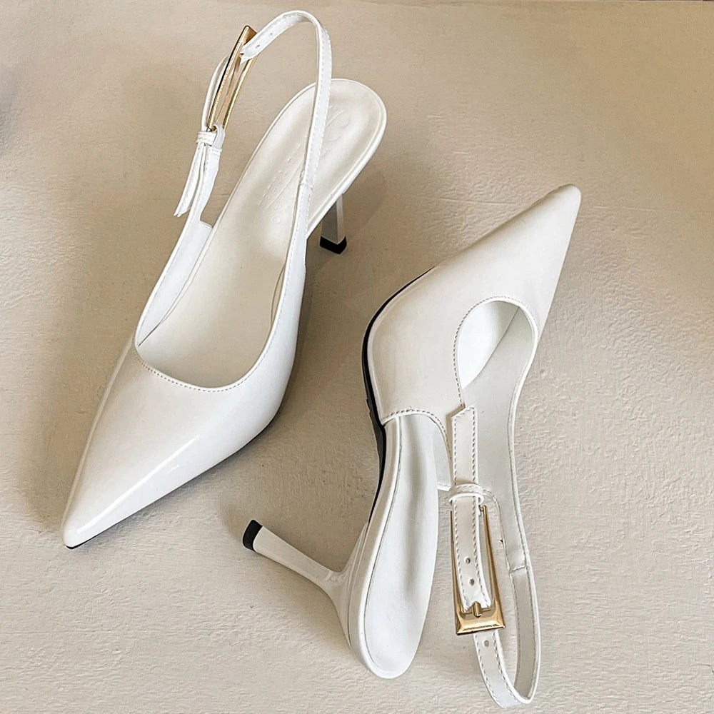 BIGTREE Shoes Women Pumps Patent Leather High Heels Ladies Shoes Stiletto 8 cm Heels Buckle Sexy Party Shoes Heeled Sandals New