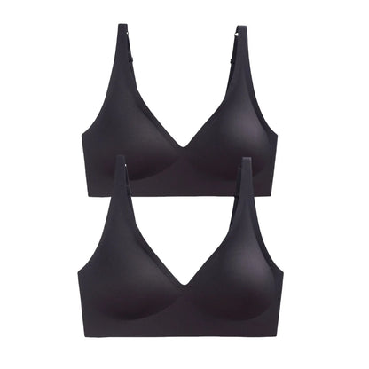 2Pcs/Set Seamless Bras For Women Wireless Underwear Push Up Bralette Soft Padded Deep V Sexy Lingerie Sleepwear Intimates S-3XL