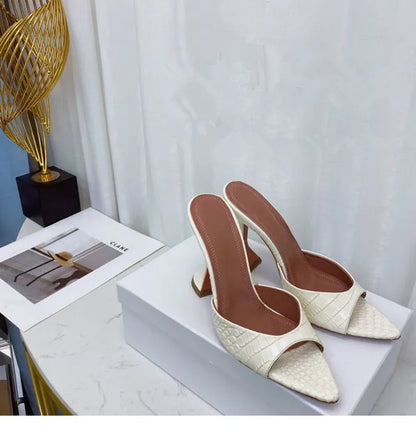 Europe and The United States 2023 Summer New Fish Mouth Shallow Mouth Half Slippers High Heels Women