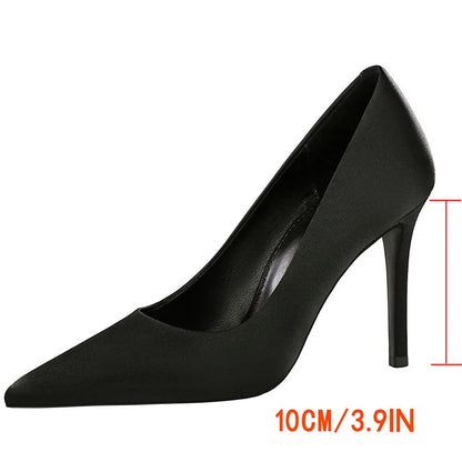 BIGTREE Shoes Women Pumps Fashion High Heels Premium Silk Satin Women Heels 10 Cm Stiletto Sexy Party Shoes Lady Office Shoes