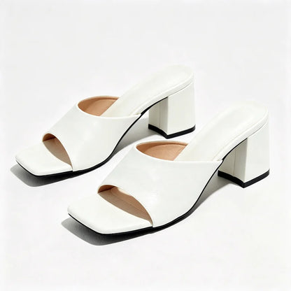 Novelty Striped Detail Mules Sandals Women Fashion Chunky Heel Slippers for Ladies Elegant Women Shoes Summer Slide Sandals