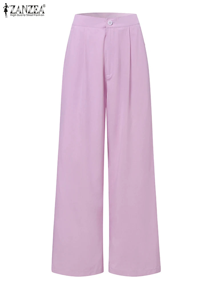 ZANZEA Spring 2PCS Outfits Fashion Long Sleeve Shirt Loose Pant Sets Women Elegant Matching Sets Stylish Solid Work Tracksuits