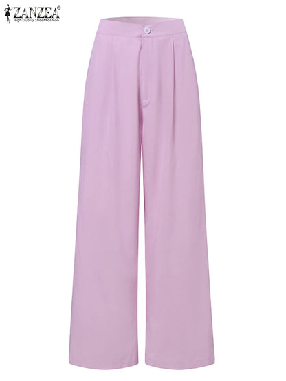 ZANZEA Spring 2PCS Outfits Fashion Long Sleeve Shirt Loose Pant Sets Women Elegant Matching Sets Stylish Solid Work Tracksuits