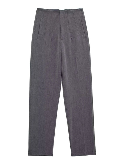 Willshela Women Fashion Straight Pants High Waist Front Zipper Trousers Vintage Full Length Female Chic Lady