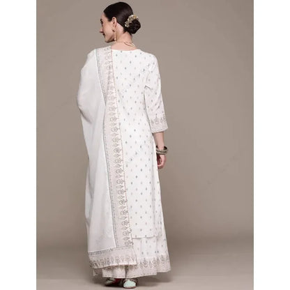 Indian Women's Punjabi Suit 3-Piece Set Cotton Floral Print Kurta Dupatta Ethnic Salwar Kameez for Wedding Diwali Daily Wear