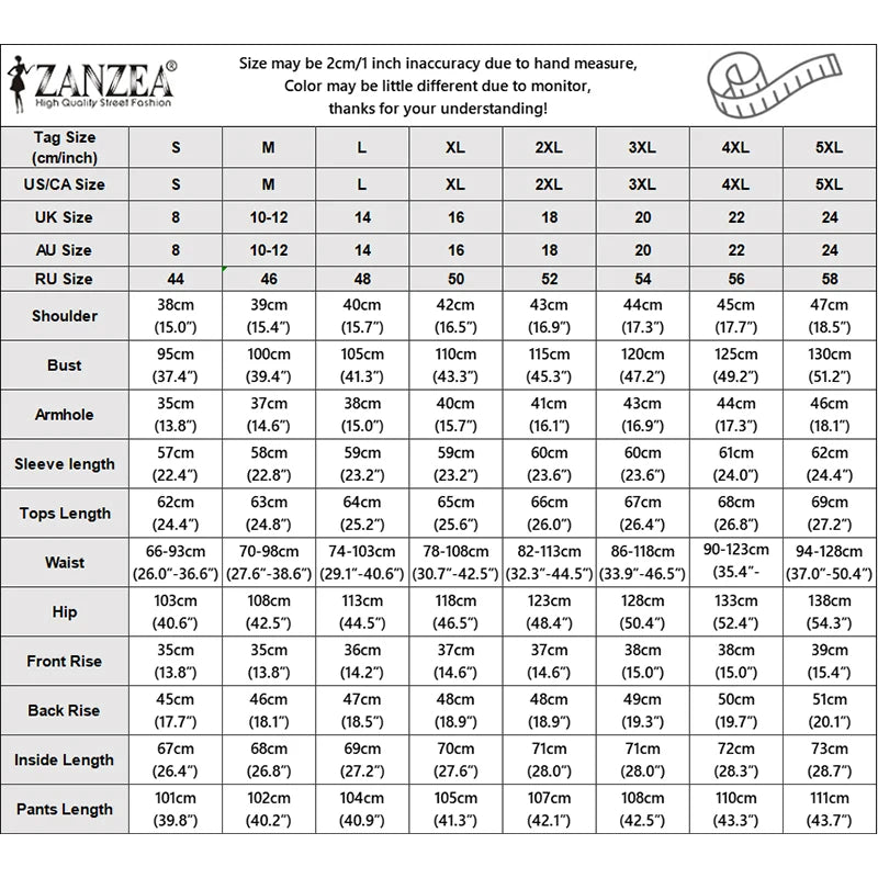 ZANZEA Women's Striped 2-Piece Sets Color-Blocked Long Sleeve Blouse & Wide Leg Pant Matching Sets Autumn Elegant Chic Co-ords