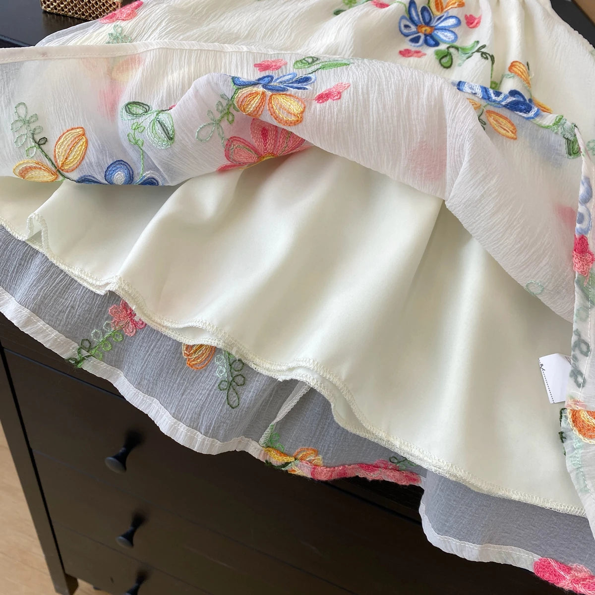 Kids Dresses for Girls Summer Casual Embroidered Halter-neck Dress Children's Clothes Girl Clothes