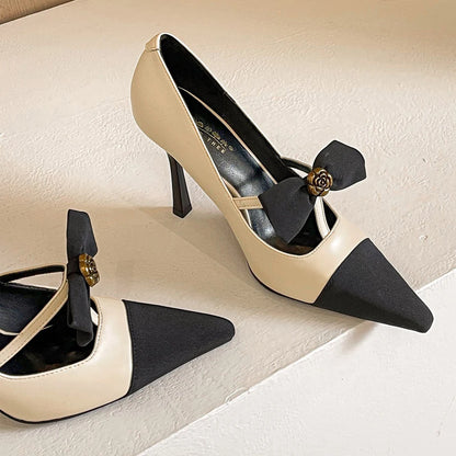 BIGTREE Shoes Metal Flower Design Women Pumps Bowknot High Heels Stiletto 10 CM Pointed Women Heels Luxury Banquet Shoes 2026