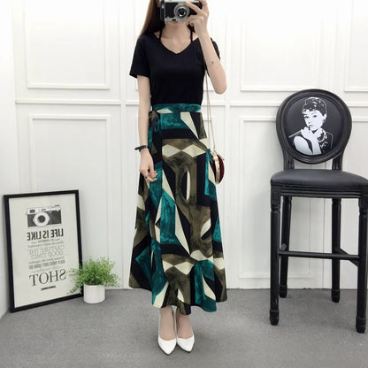 Vacation Style Wrap Skirt Beachside Long Skirt Women's High Waist A-Line Midi Skirt Floral Print One-Piece Summer Spring