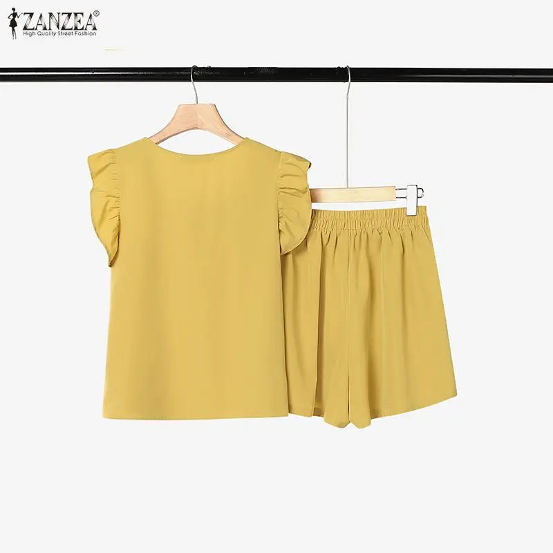 Stylish Sleeveless Square Neck Tanks Tops Short Sets ZANZEA Summer 2 Pieces Sets Casual Holiday Outfits Women Matching Sets 2026
