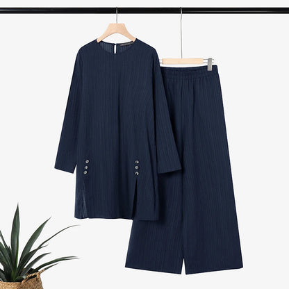 Ramadan Outfit 2026 ZANZEA Fashion Muslim Suit Women 2 Piece Sets Full Sleeve Long Tops Wide Leg Pant Sets Dubai Hijab Tracksuit
