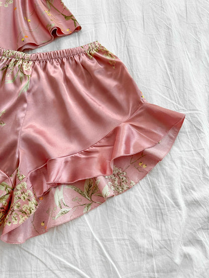 Women's Summer Set Sexy Printed Shorts And V Neck Top Breathable And Comfortable Clothing Set For Home