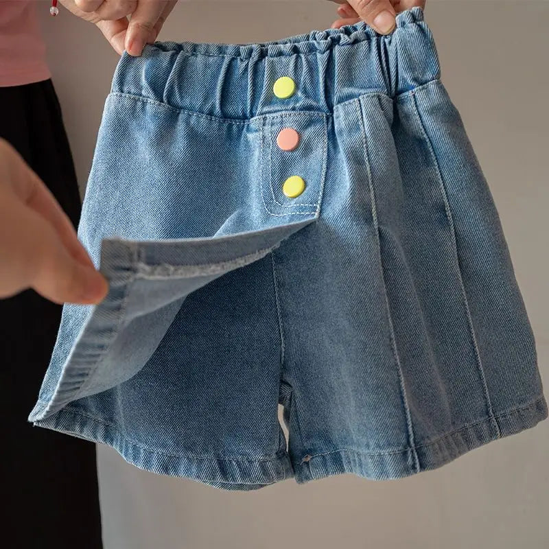 Girls Denim Shorts Summer Clothes Kids Lightweight Skirt Shorts Casual Outdoor School Wear Trendy Latest Design for Children