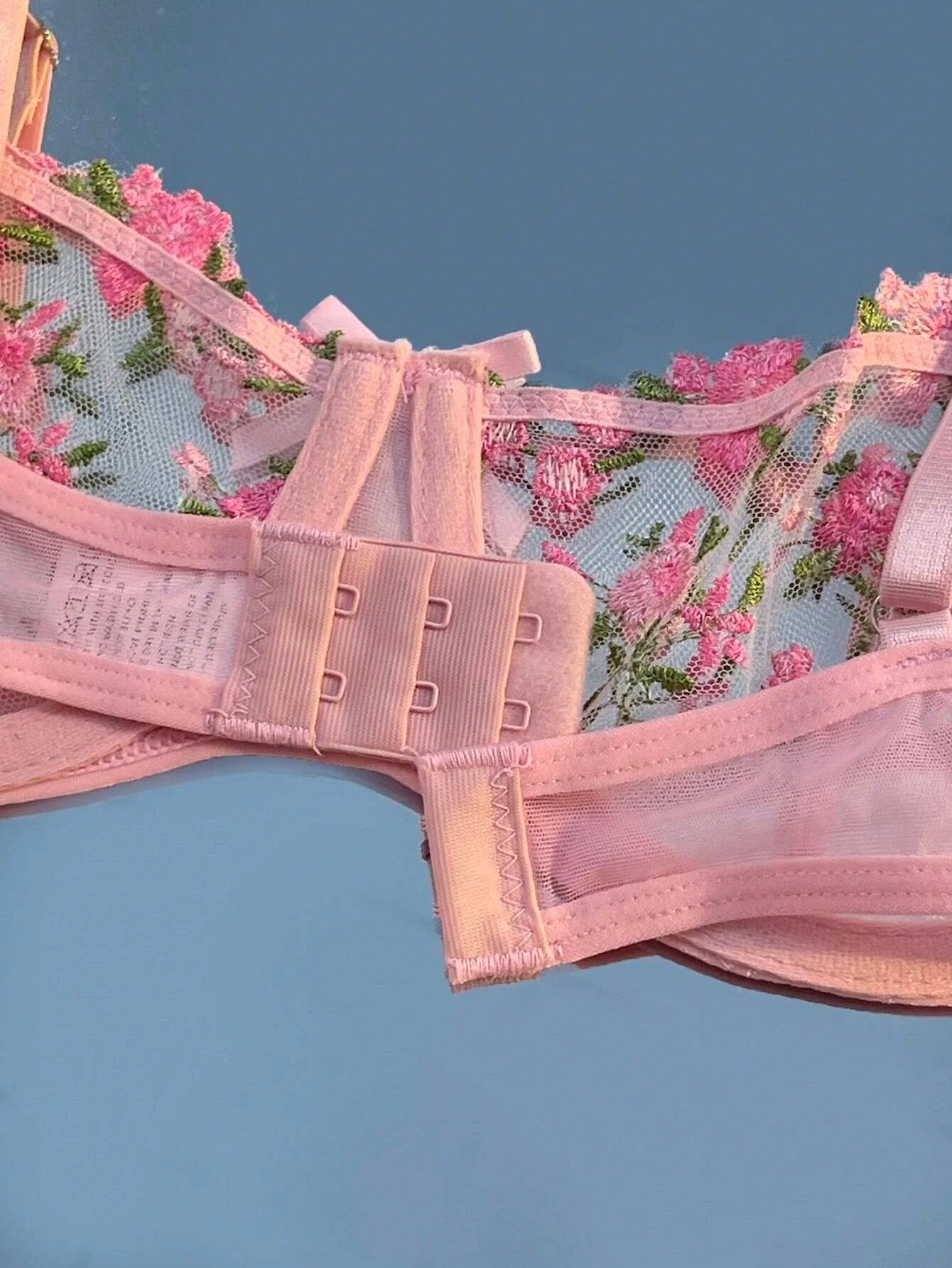 New Pink Transparent Bra Women Lingerie Set Ladies Embroidery Floral Bras Underwear Sets