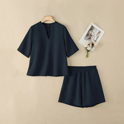 ZANZEA Fashion Women 2 Pieces Sets 2PCS V Neck Short Sleeve Blouse Short Sets Casual Solid Color OL Work Outfit Summer Tracksuit