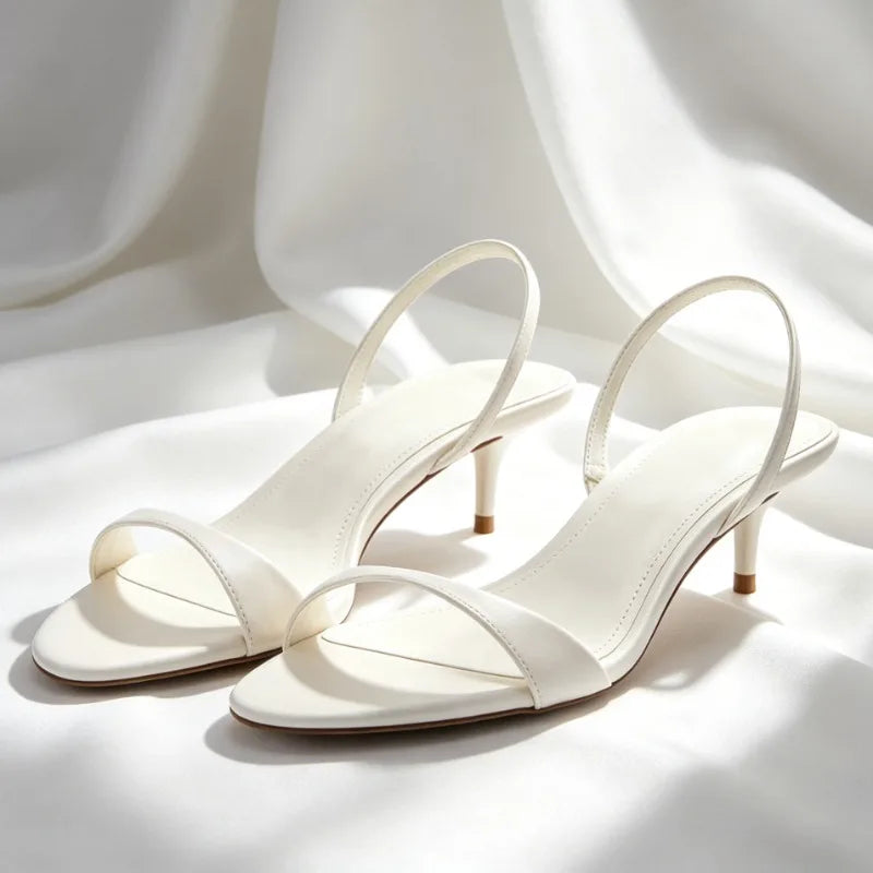 Luxury Brand Designer Shoes for Women Fashion Round-toe Open-toe Kitten-heel Sandals Elegant Slingback Heels Sandalias De Mujer