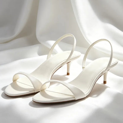 Luxury Brand Designer Shoes for Women Fashion Round-toe Open-toe Kitten-heel Sandals Elegant Slingback Heels Sandalias De Mujer