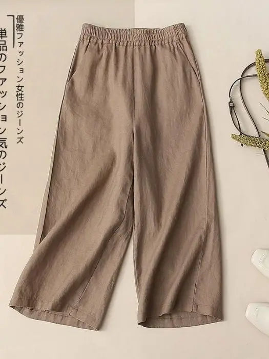 Summer Thin Wide Leg Pants Elastic Waist Loose Fit Mom Jeans  Color Casual High Waist Korean Style Commute Wind