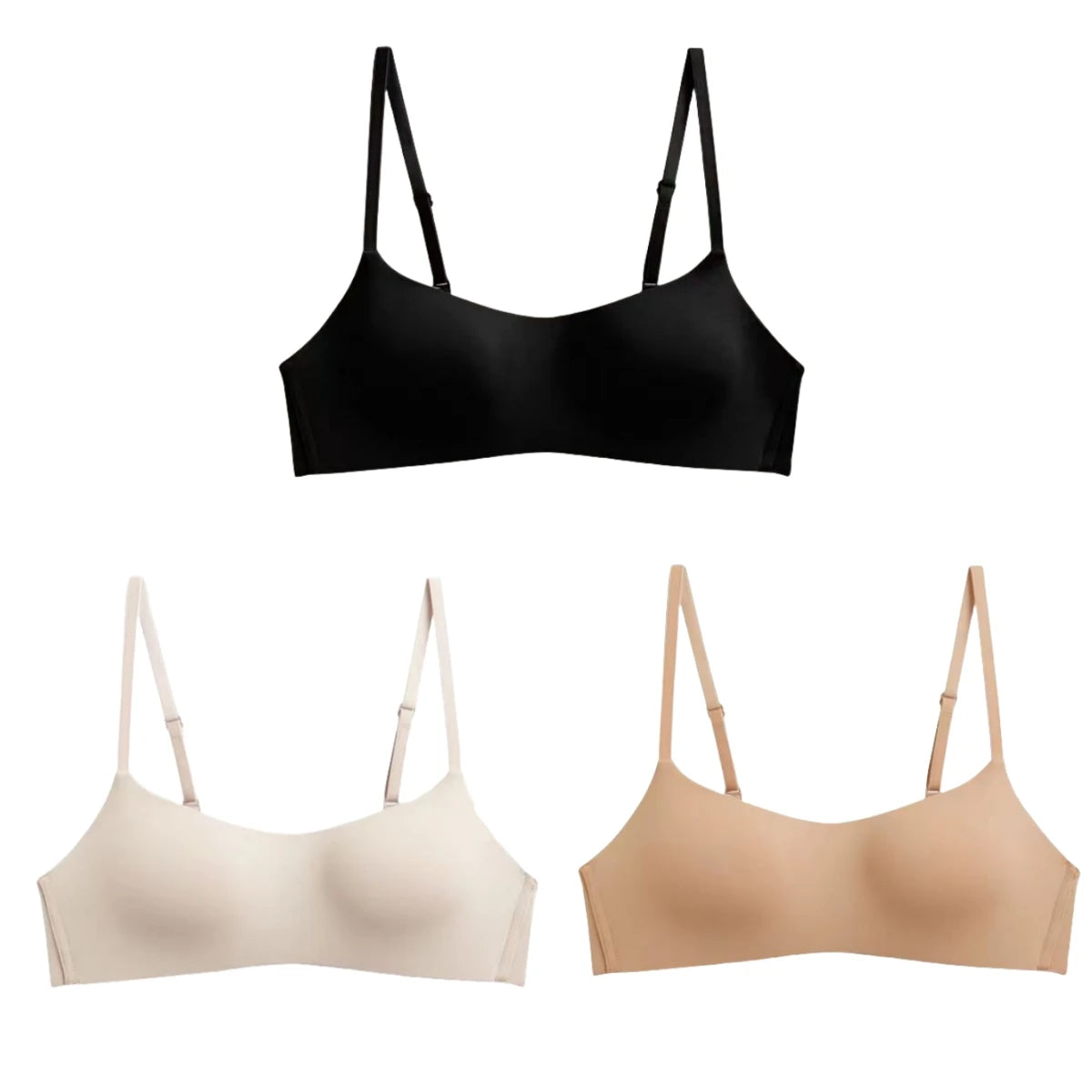 3Pcs/Lot Women Seamless Square Neck Bra Wireless Smooth Invisible Bralette Sexy Lingerie 1/2 Cup Non-detachable Brassiere S-XL