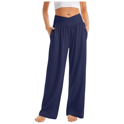 Women Cotton Linen Pants Summer Autumn Fashion Elastic Waist Loose Straight Pants Female Casual SolidColor Ankle-length Trousers