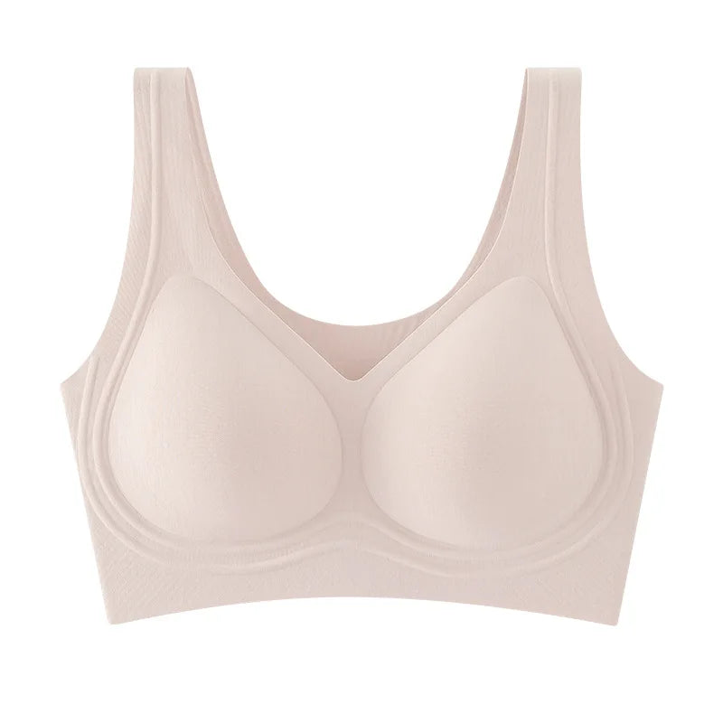 Lenzing Modal Women's Invisible Seamless Beauty Back Push-Up Underwear, Wireless Tank-Style Sports Bra