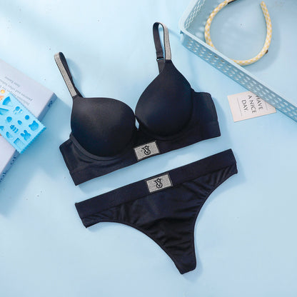 Victoria Secret Very Sexy Logo Shine Strap Push Up Bra Shine Script Thong Panty Women Lace Lingerie Set Hot Trending