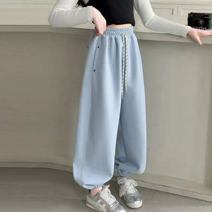 Girls' Harem Joggers Spring Autumn Loose Fit All Match Casual Sporty Pants with Ankle Cuff Breathable Fabric Adjustable Cuffs