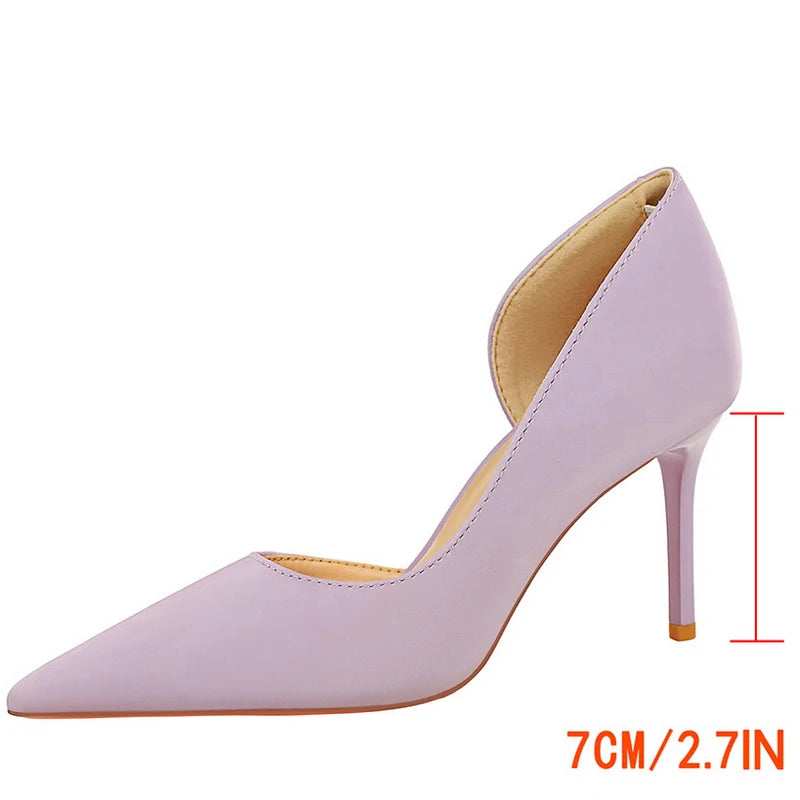 BIGTREE Shoes Women Pumps Satin Pointed High Heels Stilettos 7 Cm Sexy Party Shoes Fashion Ladies Shoes Woman Heels Plus Size 43