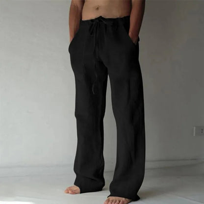 2024 Spring Linen Wide Men Pants Korean Trousers Oversize Cotton Streetwear Male New Yoga Pants Casual Men Clothing Sweatpants