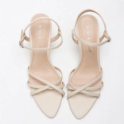 Fashion Square Toe Ankle Strap Buckle Slide Sandals Elegant Cross Tied Open Toe Women Sandals Simple Comfort Plus Size Sandals