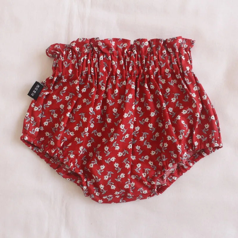 Ircomll 2pcs Summer Toddler Baby Girl Shorts Cotton Linen Floral Breathable Lounge Kids Pants Children Loose PP Pants Shorts